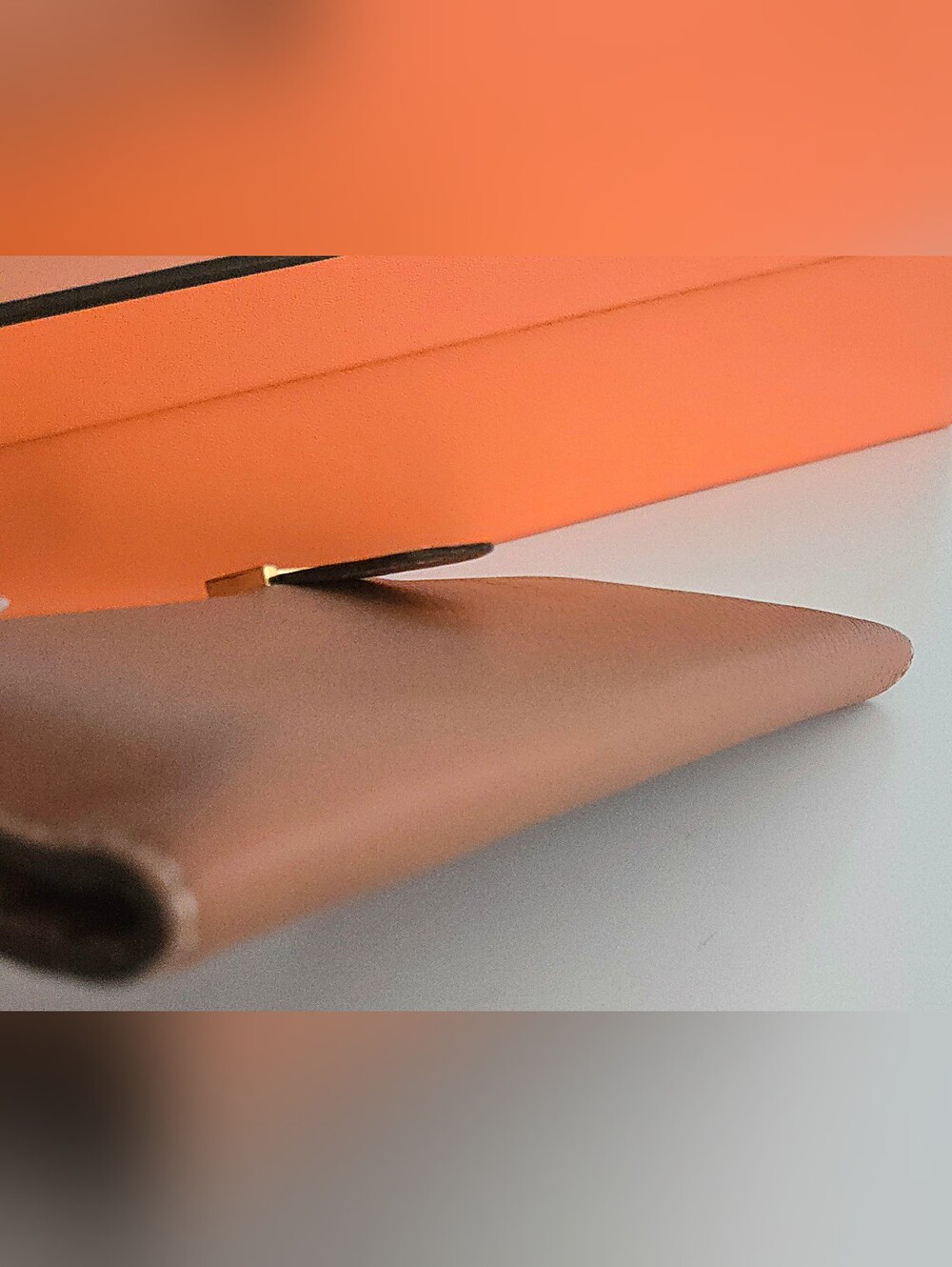 Authentic HERMES Bearn Soufflet Bifold Brown & Gold Iconic "H" Wallet Clutch Set - Picture 8 of 16